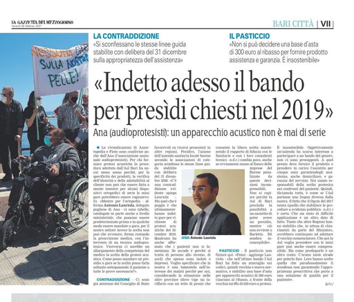 La Gazzetta del Mezzogiorno 26 febbraio 2021 - audioprotesisti