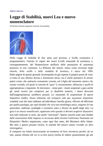 21 dicembre 2015 Il Sole 24 Ore Sanità